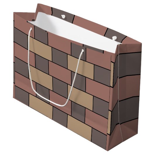 Grey Peach Pink Brick Wall Groot Cadeauzakje (Voorkant Gekanteld)
