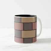 Grey Peach Pink Brick Wall Tweekleurige Koffiemok (Voorkant rechts)