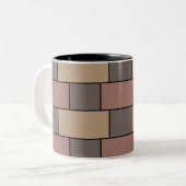 Grey Peach Pink Brick Wall Tweekleurige Koffiemok (Voorkant links)