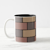 Grey Peach Pink Brick Wall Tweekleurige Koffiemok (Links)
