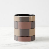 Grey Peach Pink Brick Wall Tweekleurige Koffiemok (Center)