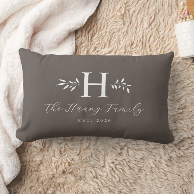 Grey Personalized Family Name Monogram Pillow Kussen (Deken)