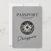 Grey Philippines Passport Uitnodiging voor bruilof (Achterkant)