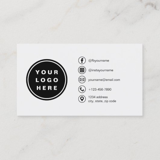 Grey Photo with QR Code Social Media Visitekaartje (Achterkant)