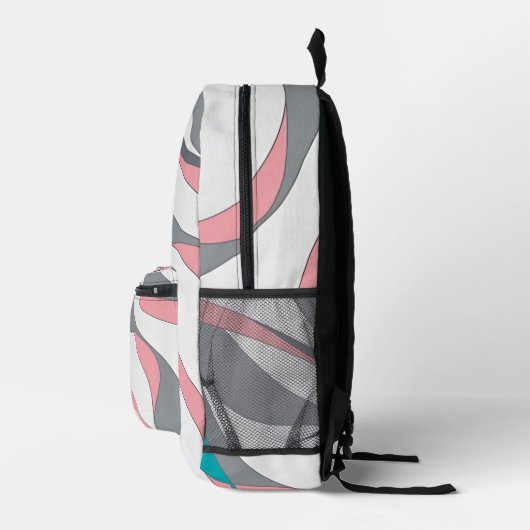 Grey Pink and Blue Abstract Backpack Bedrukte Rugzak (Rechts)