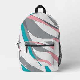 Grey Pink and Blue Abstract Backpack Bedrukte Rugzak