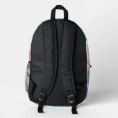 Grey Pink and Blue Abstract Backpack Bedrukte Rugzak (Achterkant)