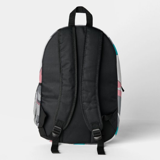 Grey Pink and Blue Abstract Backpack Bedrukte Rugzak (Achterkant)