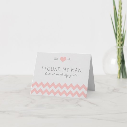 Grey & Pink Chevron Maid of Honor Request Card (Voorkant)