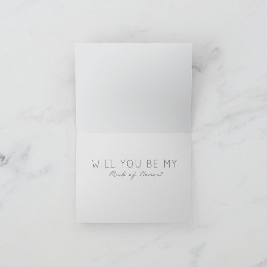 Grey & Pink Chevron Maid of Honor Request Card (Binnen)