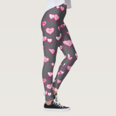 Grey Pink Dancing Hearts LOving Couples Valentijn Leggings (Rechts)
