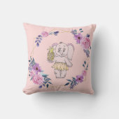 Grey Pink Elephant Girl Modern Baby voor kinderen Kussen (Voorkant)