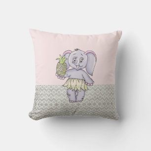 Grey Pink Elephant Girl Modern Baby voor kinderen Kussen