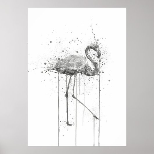 Grey Pink Flamingo Poster (Voorkant)