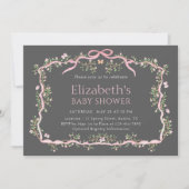 Grey & Pink Spring Garden Baby shower Kaart (Voorkant)