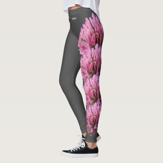 Grey Pink Vermont State Red Clover Flower Leggings (Links)