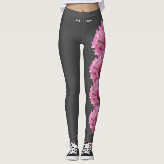 Grey Pink Vermont State Red Clover Flower Leggings (Voorkant)