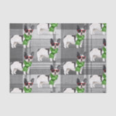 Grey Plaid en Boston Terrier Kerstmis Tissuepapier (Voorkant)