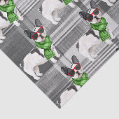 Grey Plaid en Boston Terrier Kerstmis Tissuepapier (Detail)