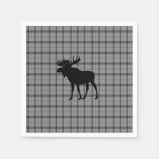Grey Plaid Moose Servet (Voorkant)