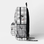 Grey Plaid Roosters Bedrukte Rugzak (Rechts)