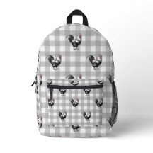 Grey Plaid Roosters