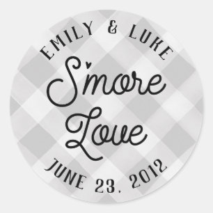 Grey Plaid S'more Liefde Baby shower Favor Sticker