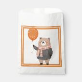 Grey Plaid Trui Beer met Oranje Plaid Sjaal Bedankzakje (Voorkant)