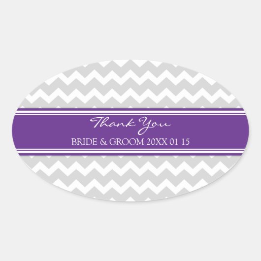 Grey Plum Chevron Dank u bruiloft gunst Labels (Voorkant)
