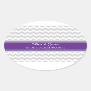 Grey Plum Chevron Dank u bruiloft gunst Labels
