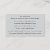Grey Plumber Plumbing Services Toilet Visitekaartje (Achterkant)
