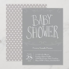 Grey Polka Dot Baby shower Grijs Modern Kaart