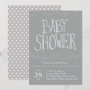 Grey Polka Dot Baby shower Grijs Modern Kaart