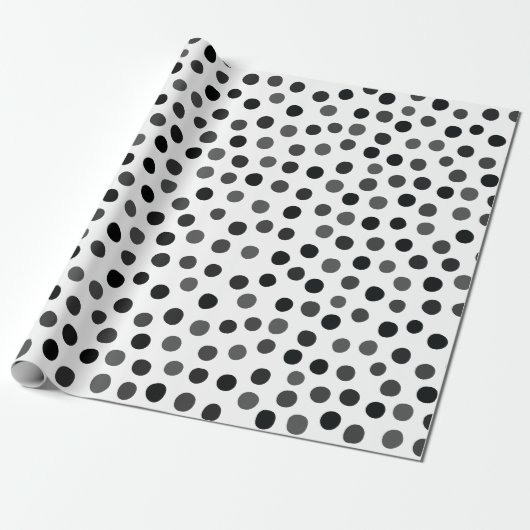 Grey Polka Dots Wrapping Paper Cadeaupapier (Uitgerold)