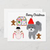 Grey Poodle Briefkaart met kerstmis #1 (Voorkant / Achterkant)