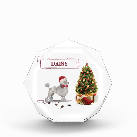 Grey Poodle Funny kersthond met boom Fotoblokken (Voorkant)