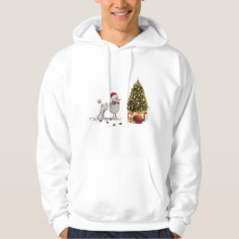 Grey Poodle Funny kersthond met boom Hoodie