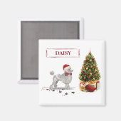Grey Poodle Funny kersthond met boom Magneet (Voorkant / Achterkant)
