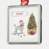 Grey Poodle Funny kersthond met boom Metalen Ornament (Links)