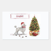 Grey Poodle Funny kersthond met boom Rechthoekige Sticker (Voorkant)