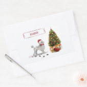 Grey Poodle Funny kersthond met boom Rechthoekige Sticker (Envelop)