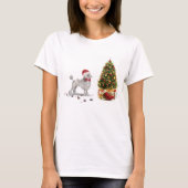 Grey Poodle Funny kersthond met boom T-shirt (Voorkant)