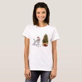 Grey Poodle Funny kersthond met boom T-shirt (Voorkant volledig)