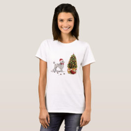 Grey Poodle Funny kersthond met boom T-shirt