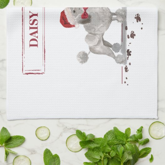 Grey Poodle Funny kersthond met boom Theedoek (Gevouwen)