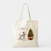 Grey Poodle Funny kersthond met boom Tote Bag (Achterkant)
