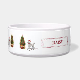 Grey Poodle Funny kersthond met boom Voerbakje