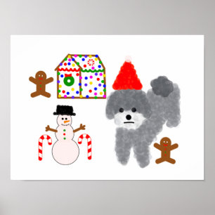Grey Poodle Kerstmis #1-2 Poster