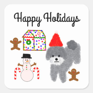 Grey Poodle Kerstmis #1-2 Stickers