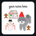 Grey Poodle Kerstmis #1-4 Stickers<br><div class="desc">Grijze kerstmis #1</div>